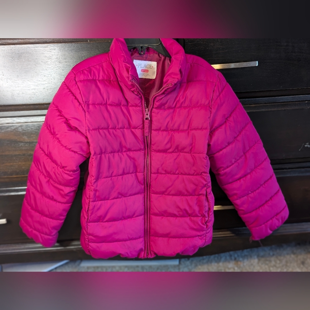 The Children’s Place Girls Puffer Jacket Size 5/6 | Pink Magenta Winter Coat